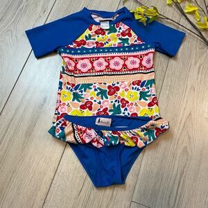 Floatimini Girls Swimsuit 2 piece Size 4 Bright Florals